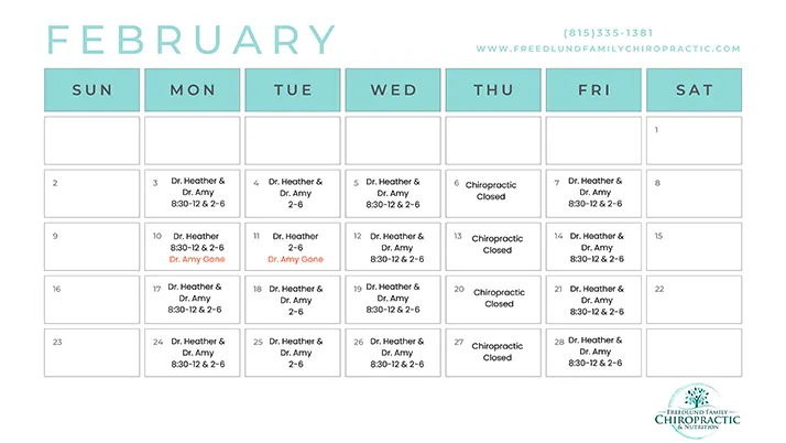 Chiropractic Winnebago IL February 2025 Calendar